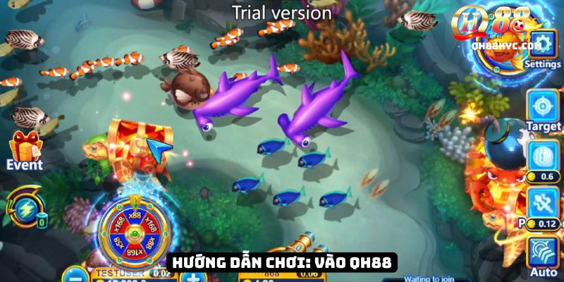 4 bước chơi CHILL FISHING tại QH88: đăng nhập, chọn chế độ, điều chỉnh cược